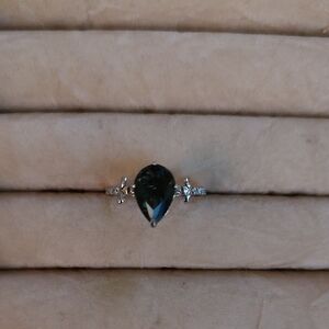 Fragrant Jewels Silver Ring with Dark Teardrop